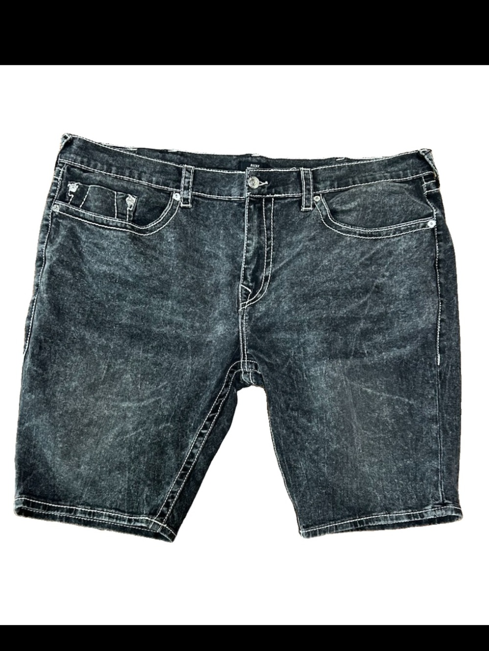 True Religion Jean Shorts Size 46 Ricky BigT Black Horseshoe Logo Pockets NWT